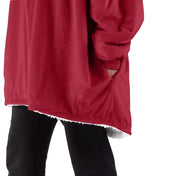Close up of the pocket on a wearable blanket