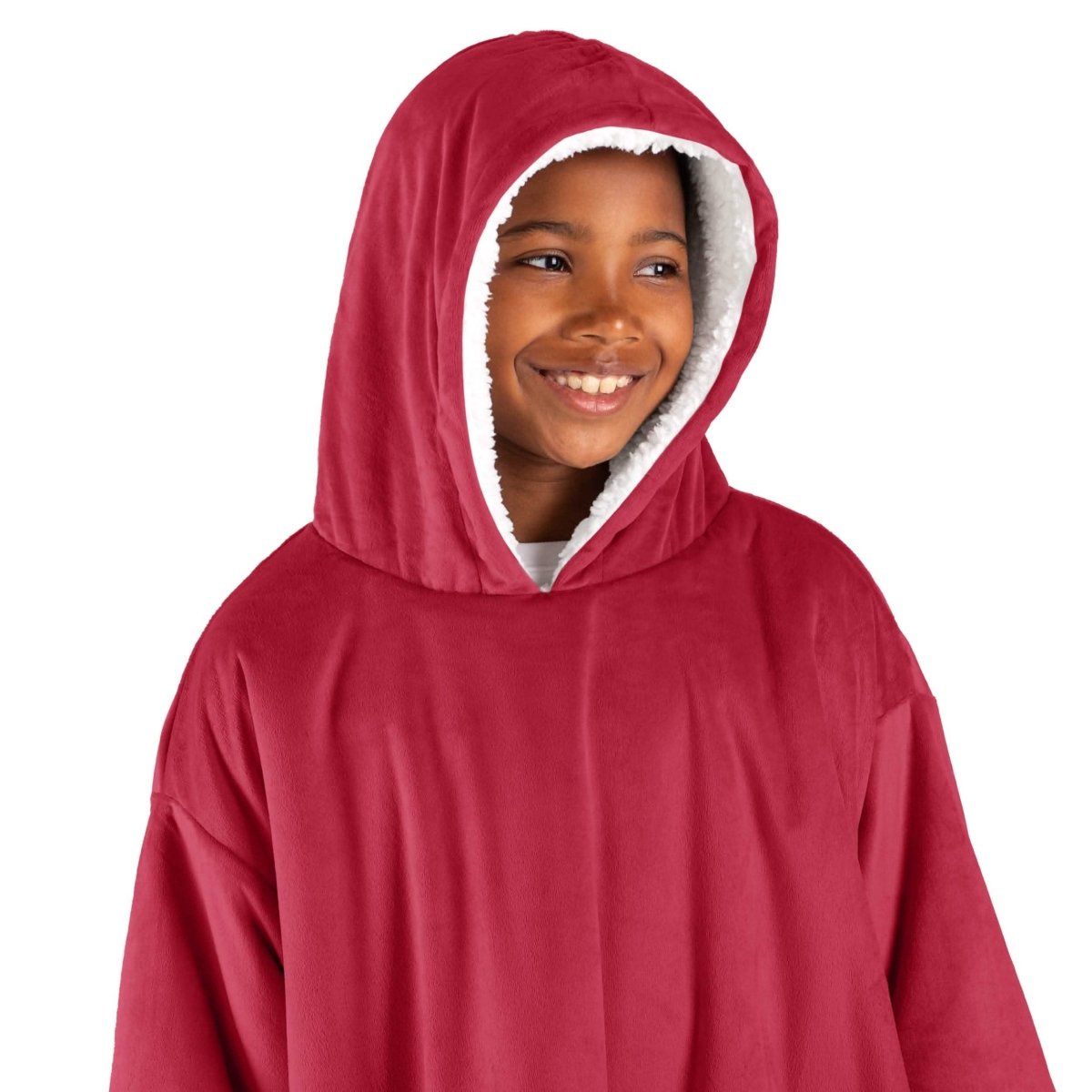 A child with a wearable blanket on