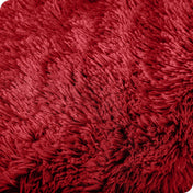 Close up of the soft texture of a shaggy faux fur sherpa blanket