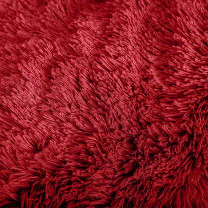 Close up of the shaggy faux fur blanket