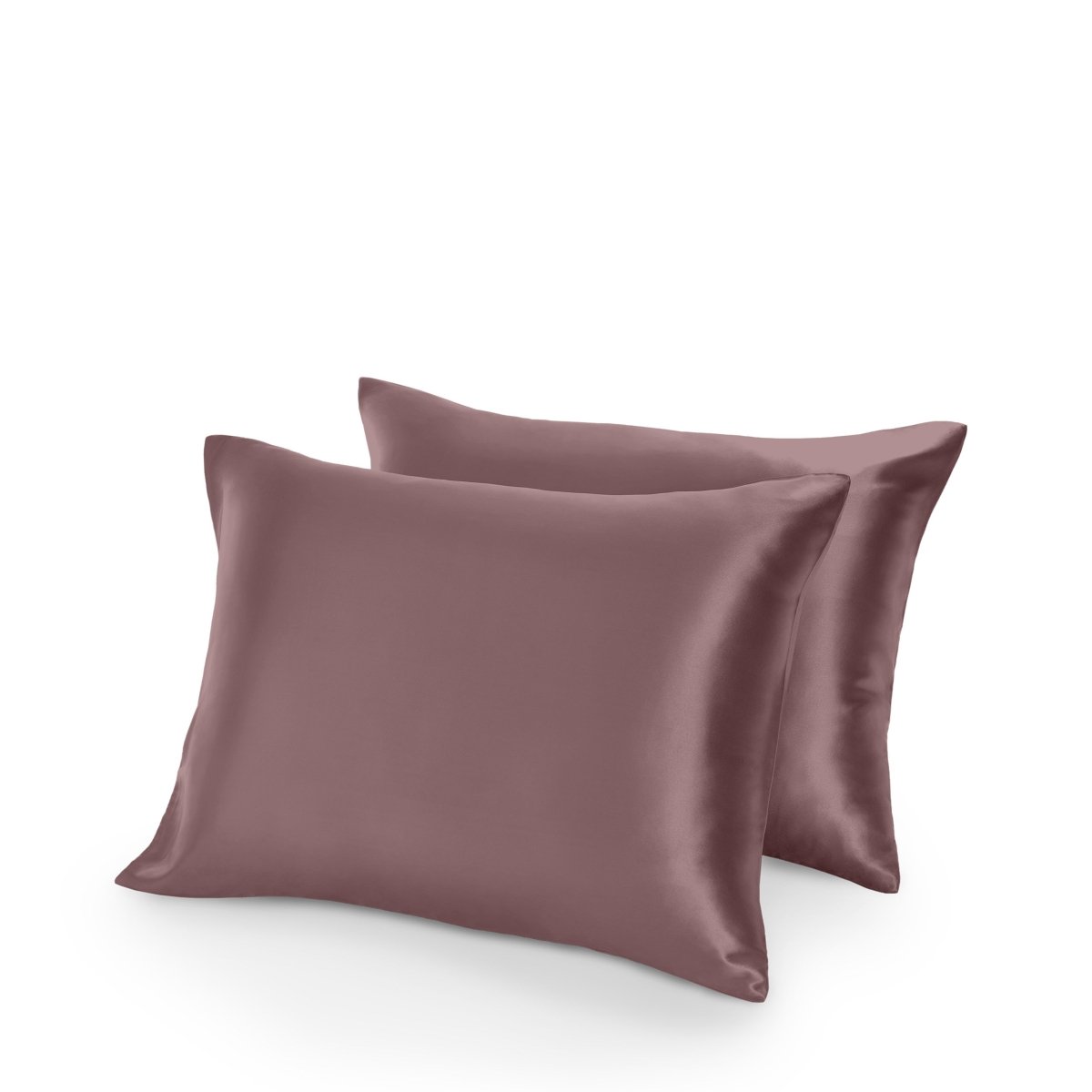 Two satin pillowcases on a white background