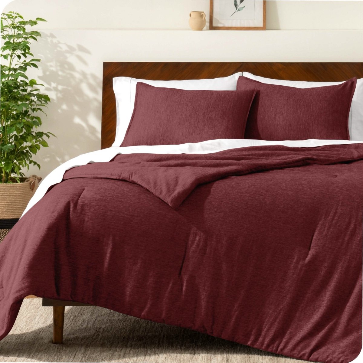 Microfiber comforter set on a bed