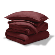 A comforter set folded and stacked