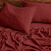 Close up of sheets and pillowcases on a bed