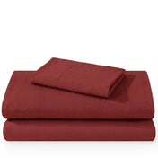 Washed sheet set folded and stacked