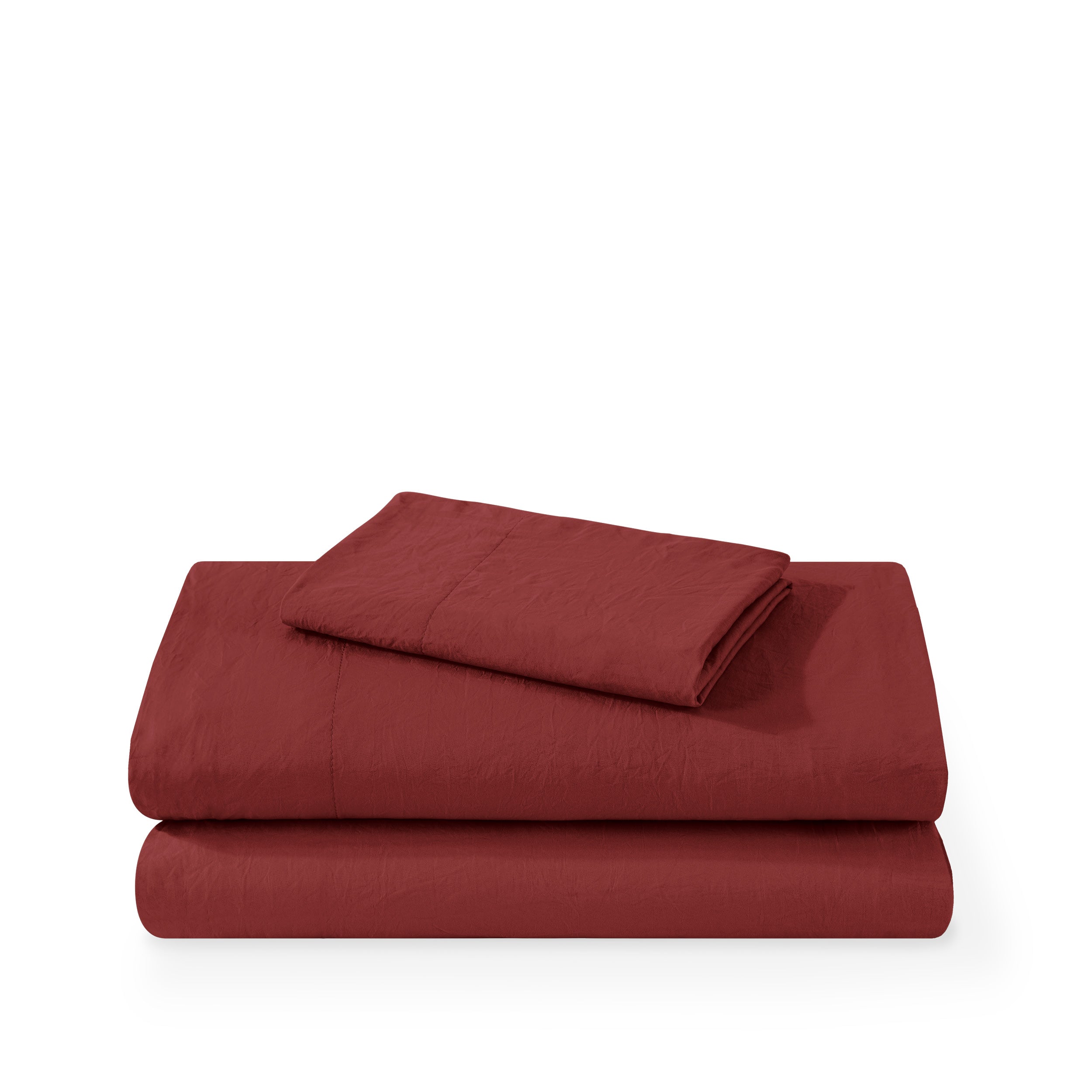 Washed sheet set folded and stacked