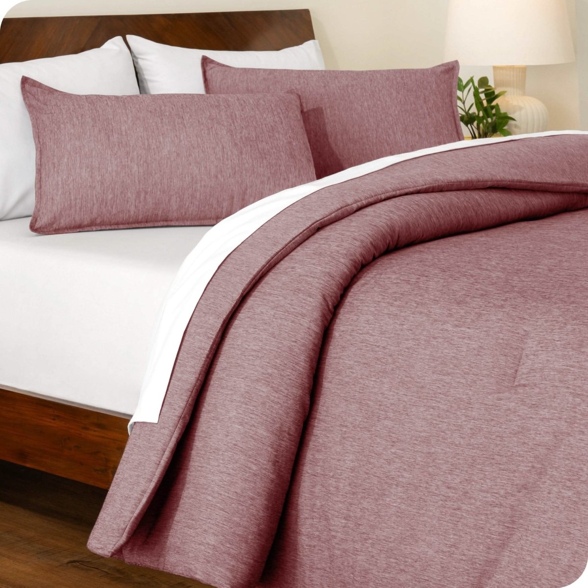 A comforter set on a bed
