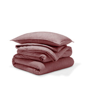Comforter set stacked on a white background