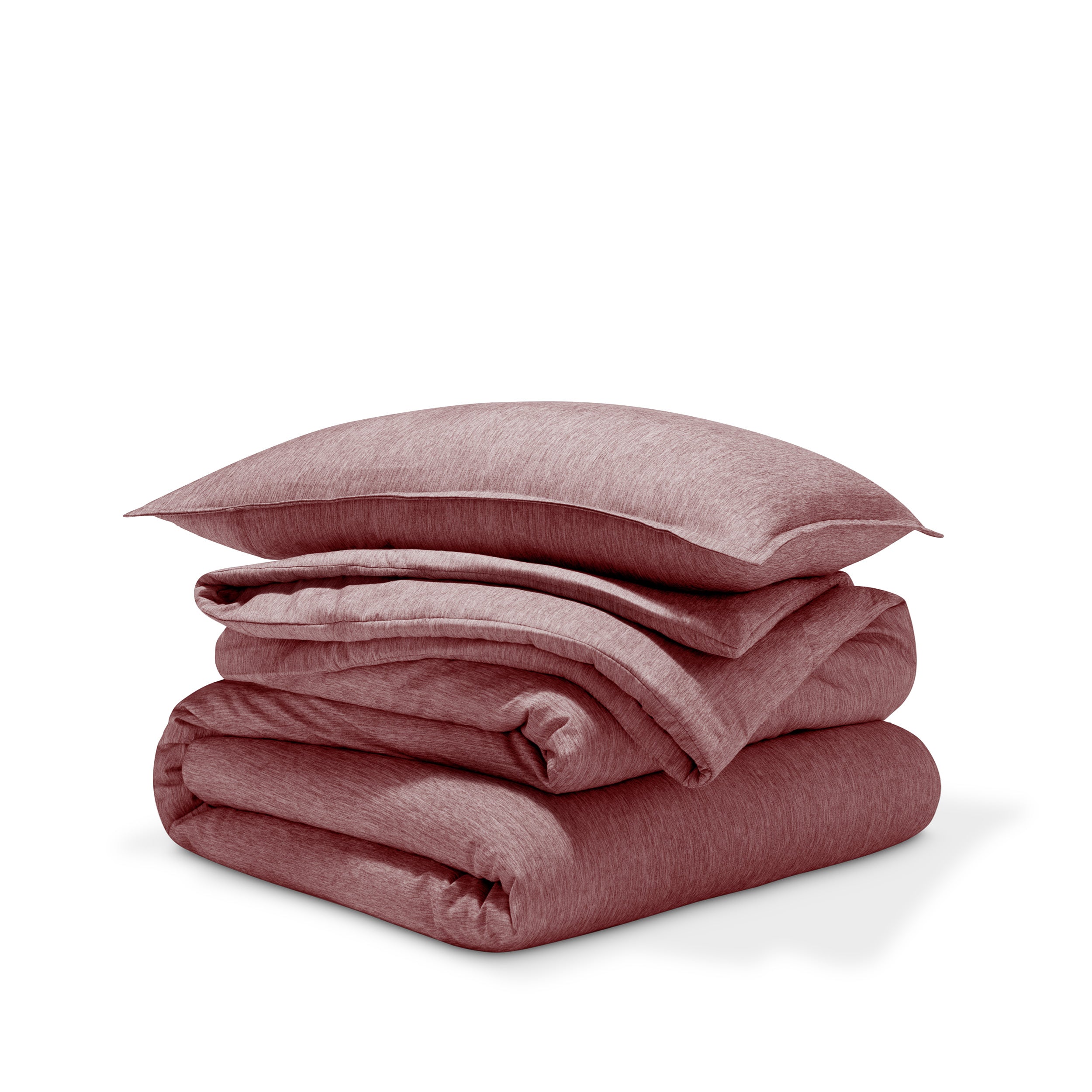 Comforter set stacked on a white background