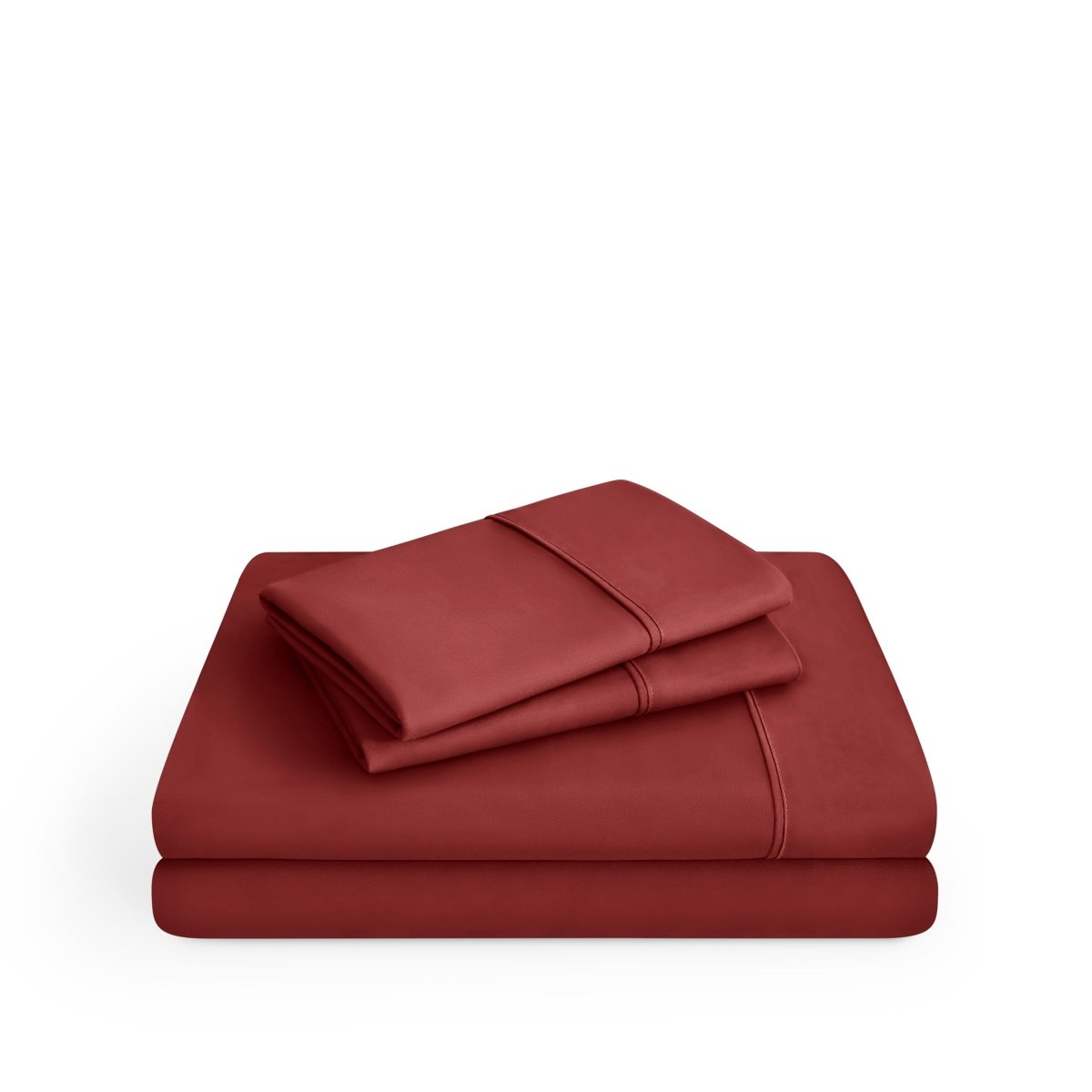 Microfiber sheet set folded and stacked
