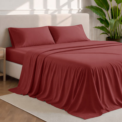 Microfiber sheets and pillowcases in a bedroom stetting
