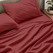 Close up of ultra-soft sheets on a bed