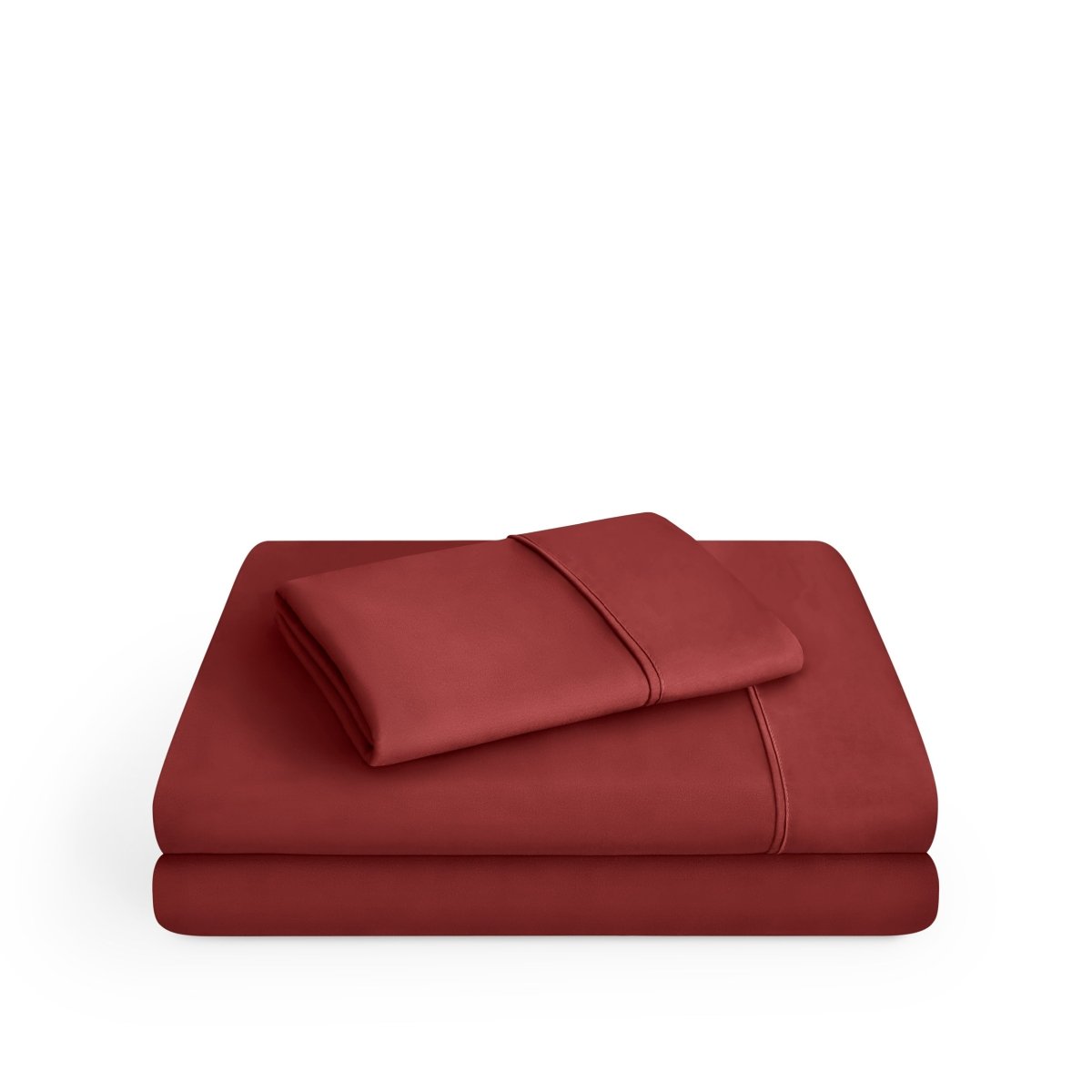 Microfiber sheet set folded and stacked