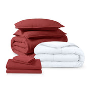 Washed bedding bundle folded and stacked