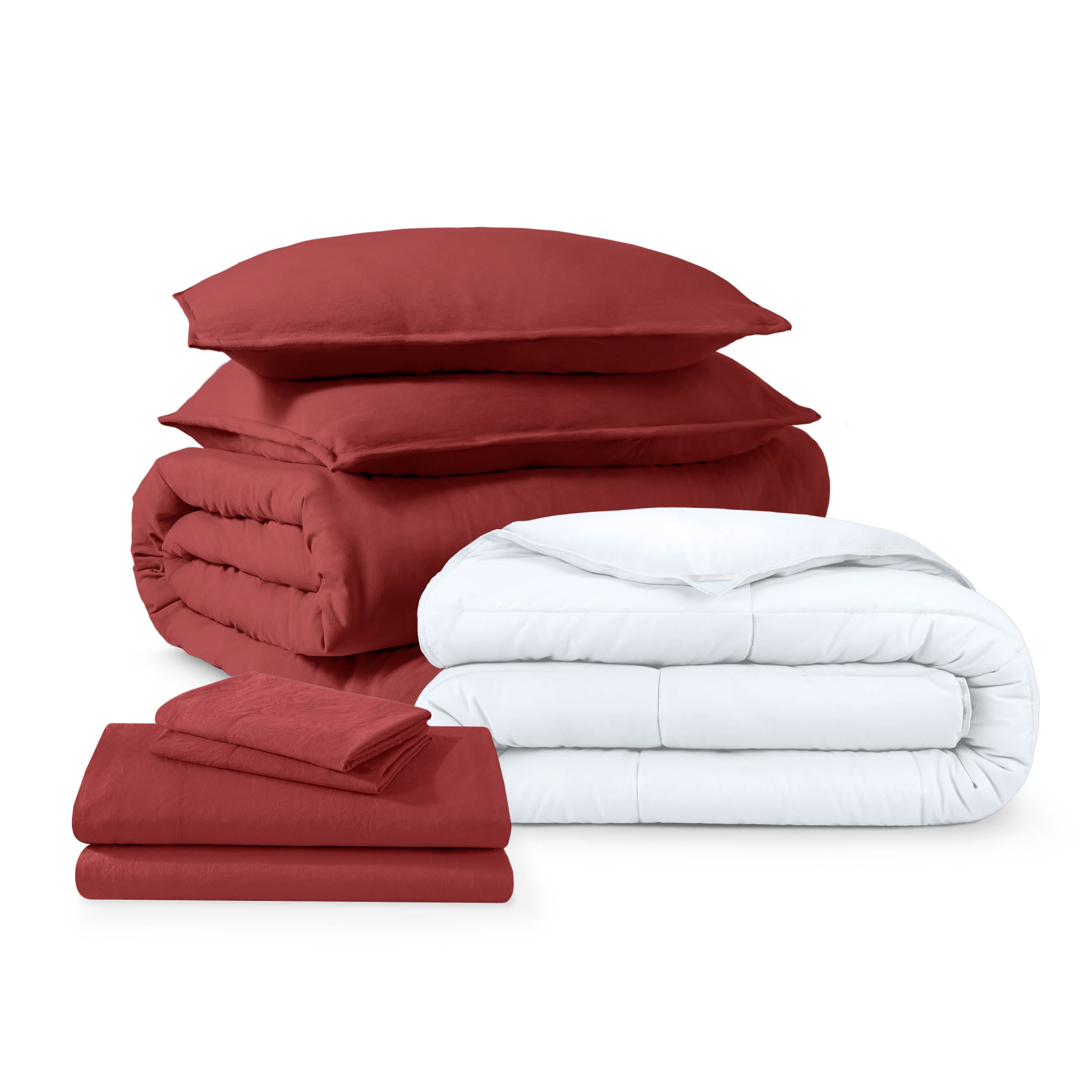 Washed bedding bundle folded and stacked