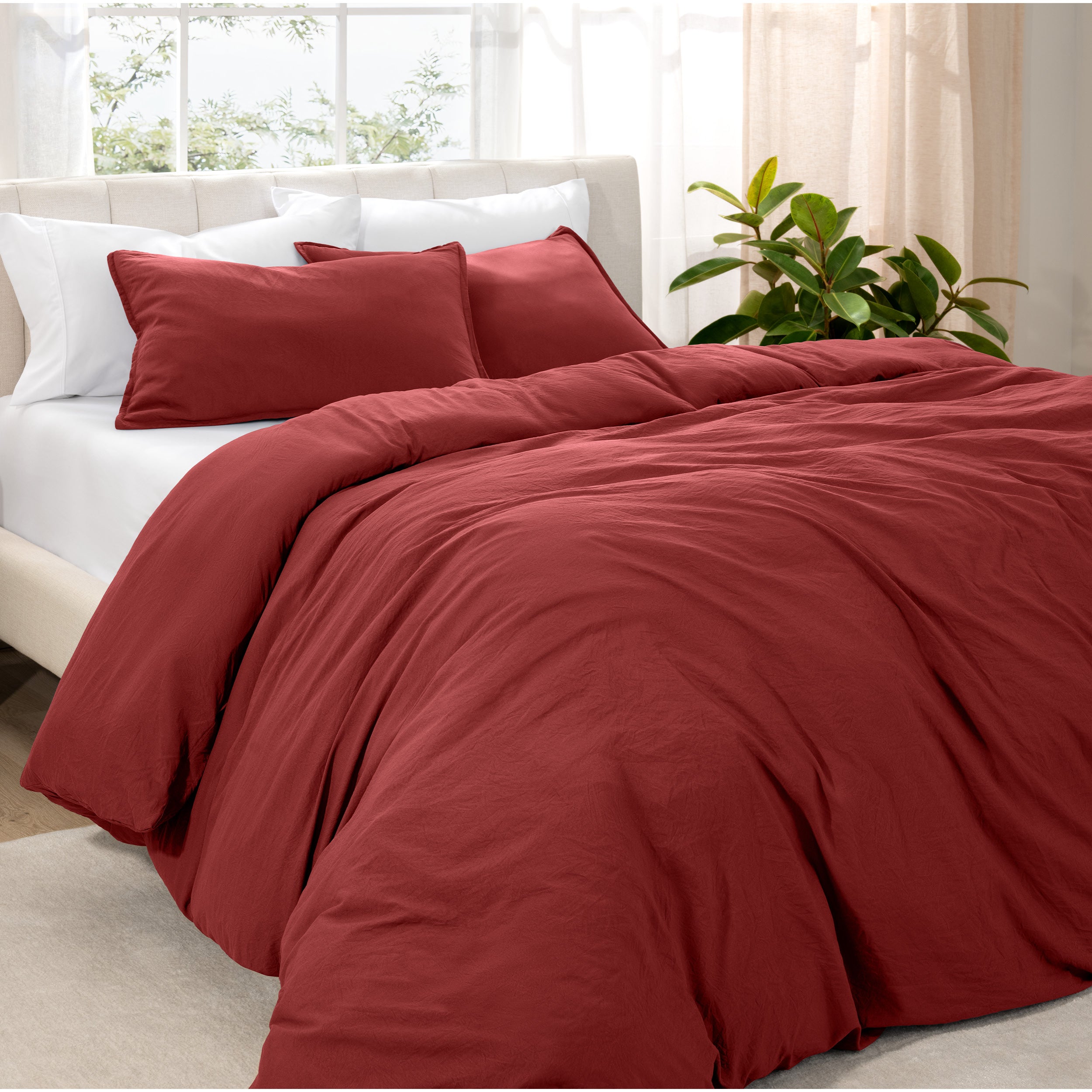 Washed duvet cover set on a bed