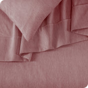 Close up of sheets and a matching pillowcase