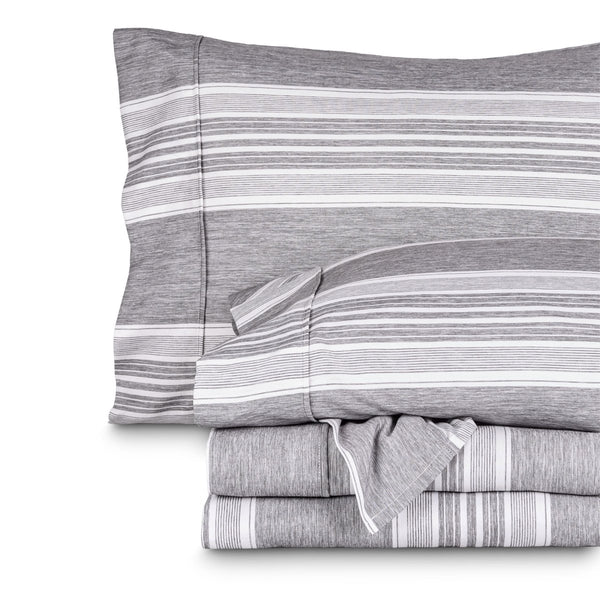 Microfiber heathered charcoal sheets folded