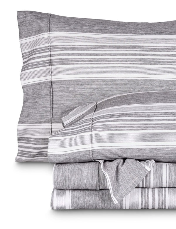 Microfiber heathered charcoal sheets folded