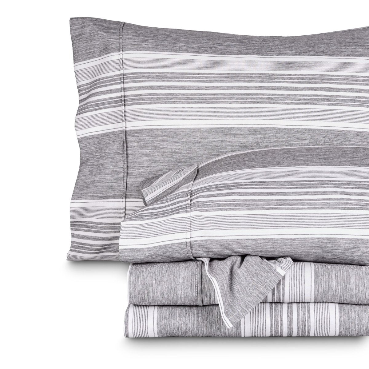 Microfiber heathered charcoal sheets folded