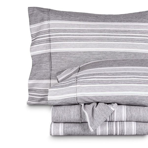 Microfiber heathered charcoal sheets folded