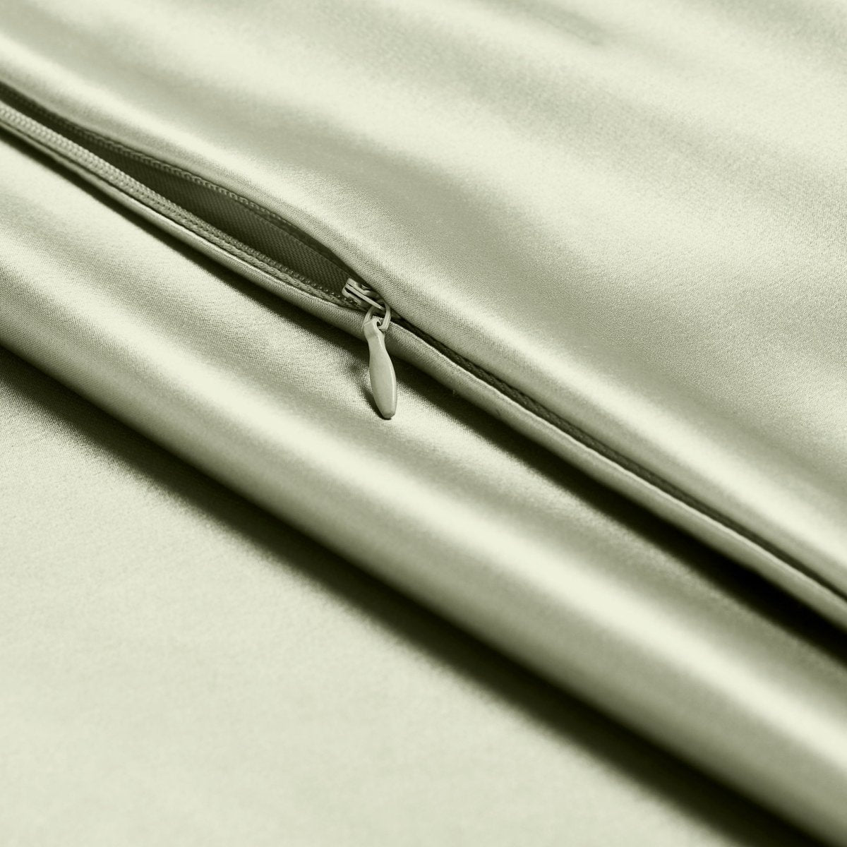 Close-up of pillowcase with zipper closure