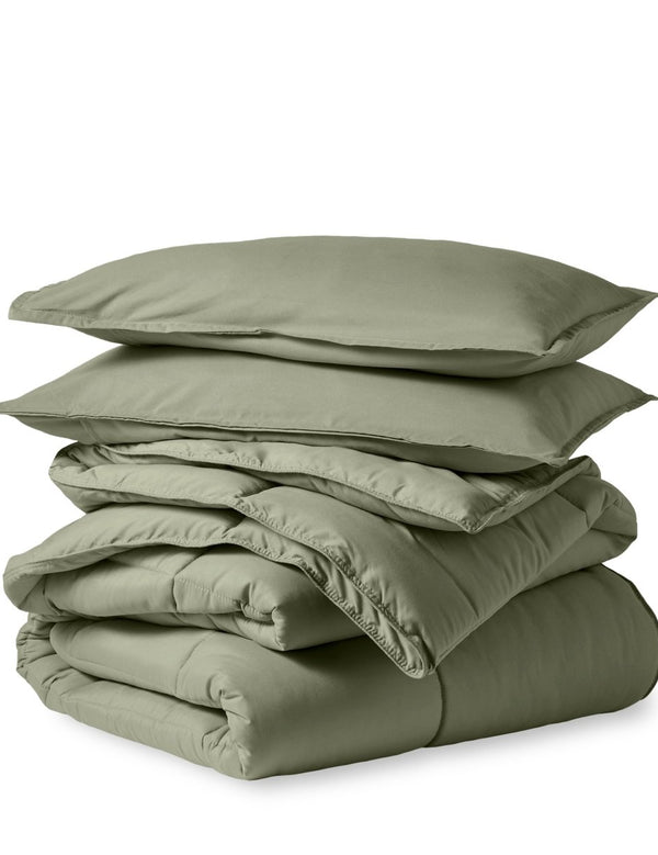 A down alternative comforter folded neatly