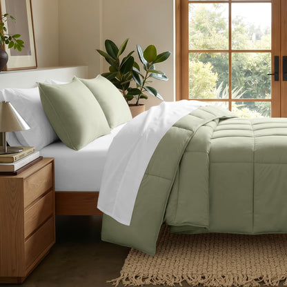 Microfiber comforter set on a bed