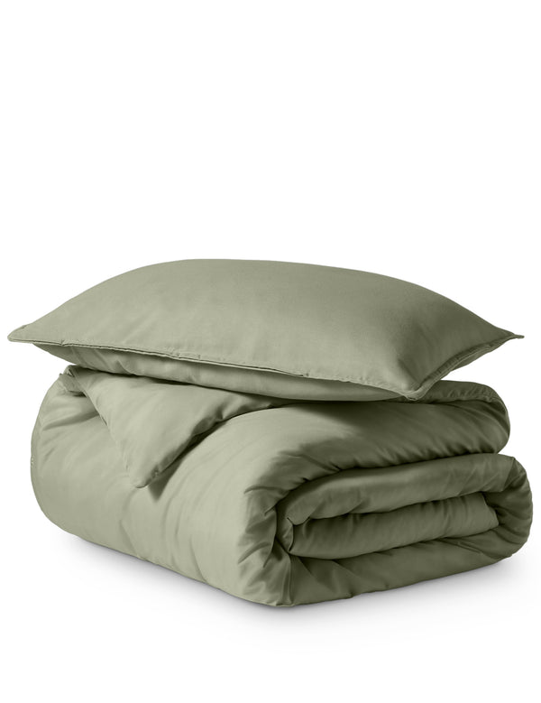 Microfiber duvet set folded on a white background