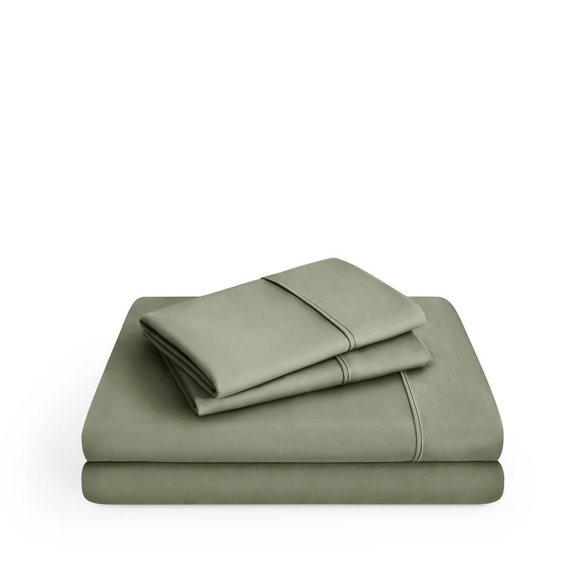Microfiber sheet set folded and stacked
