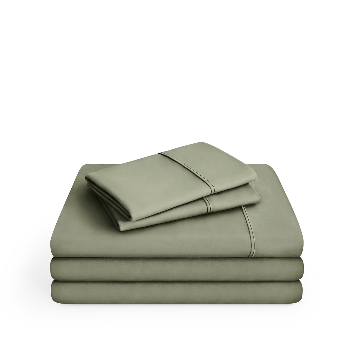 Microfiber sheet set folded and stacked