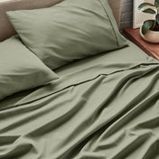 Close up of ultra-soft sheets on a bed