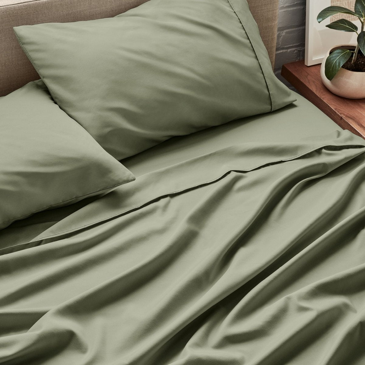 Close up of ultra-soft sheets on a bed