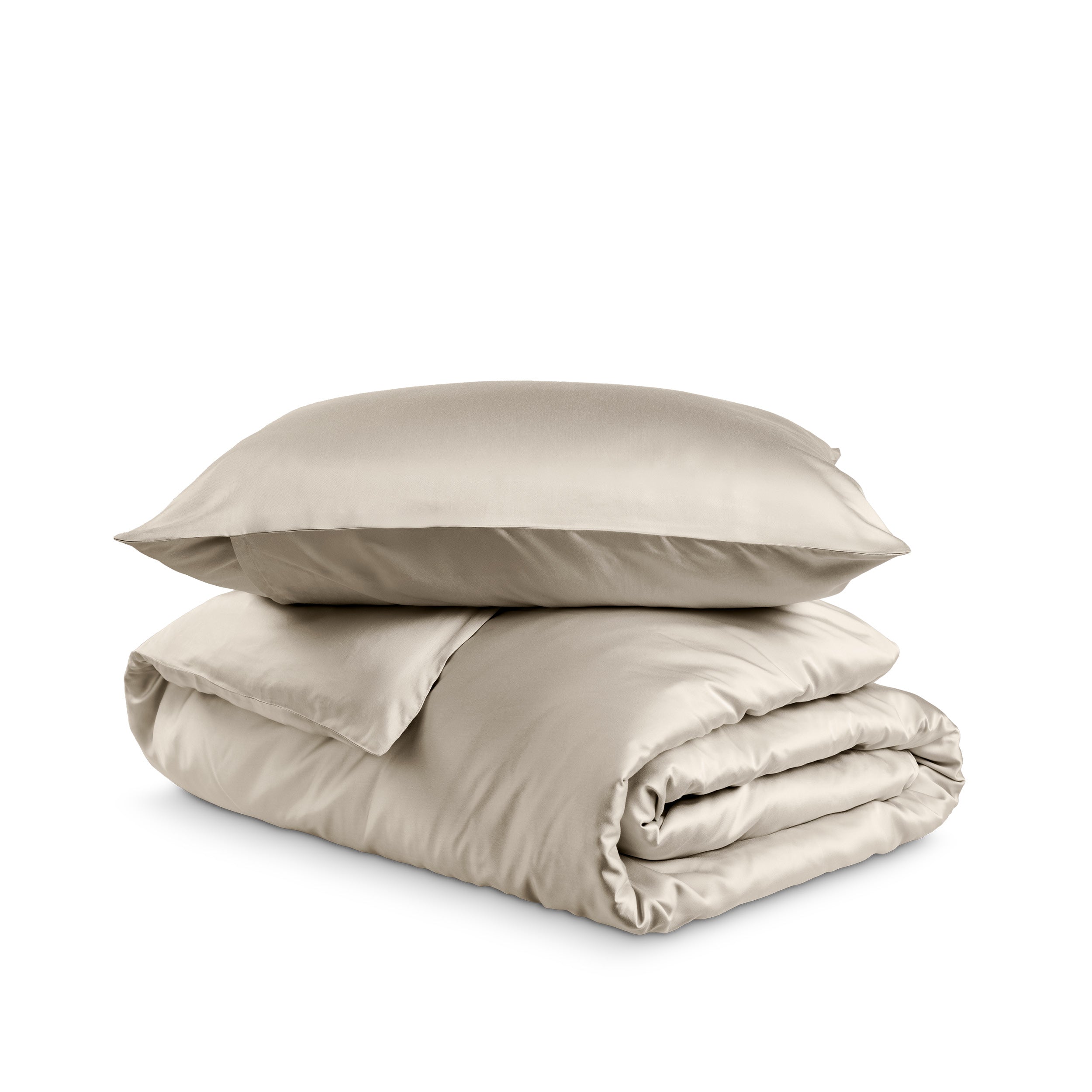 Bedding set with duvet cover and pillow shams on a white background