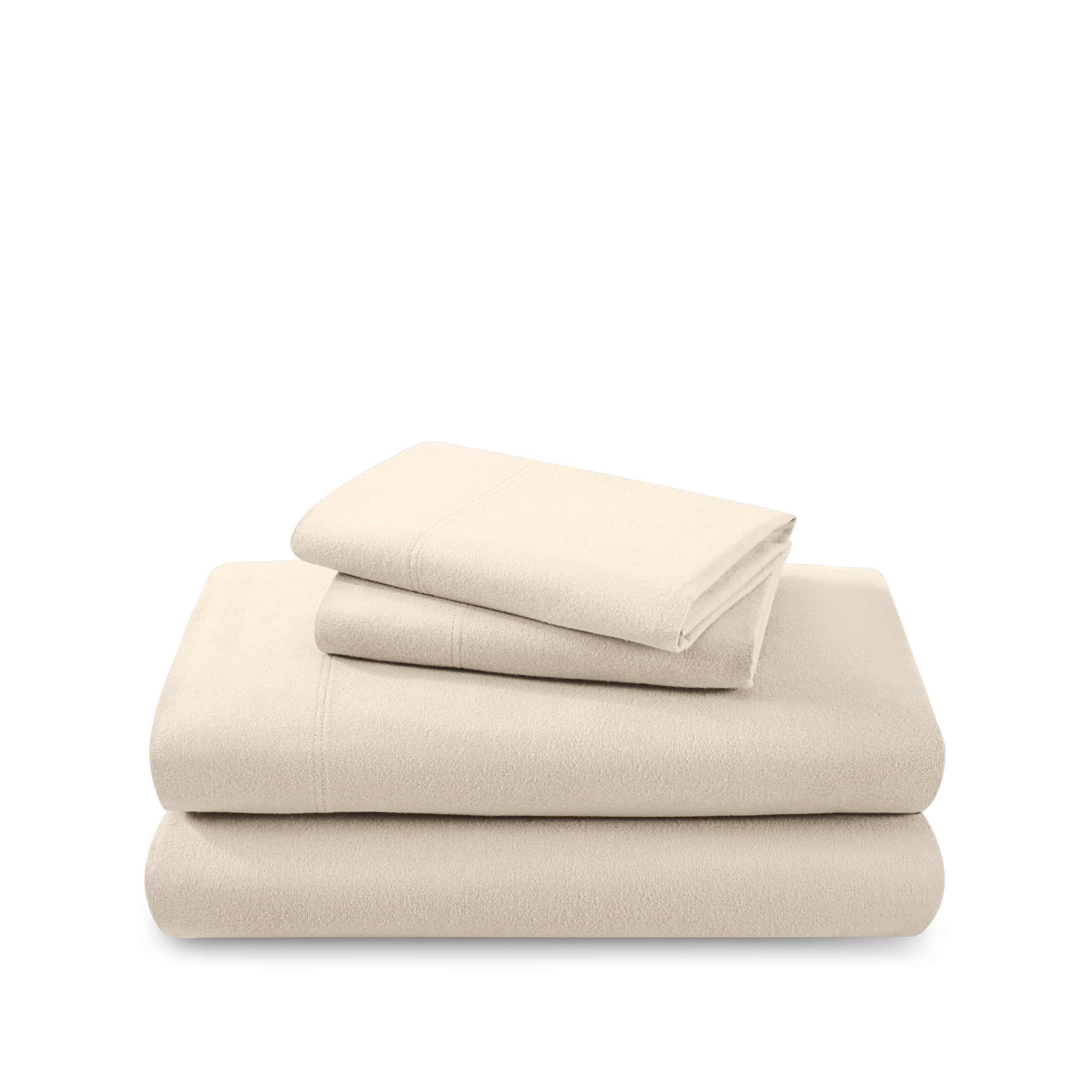 Flannel sheet set folded and stacked