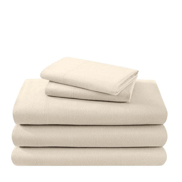 A neatly arranged set of flannel sheets