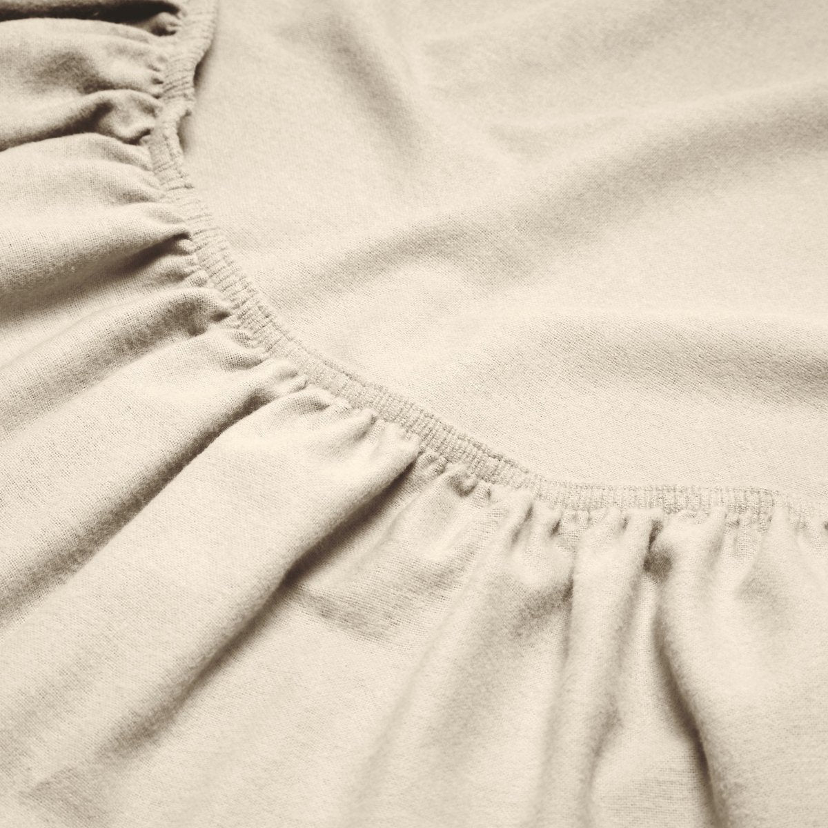 Close-up of flannel fitted sheet.