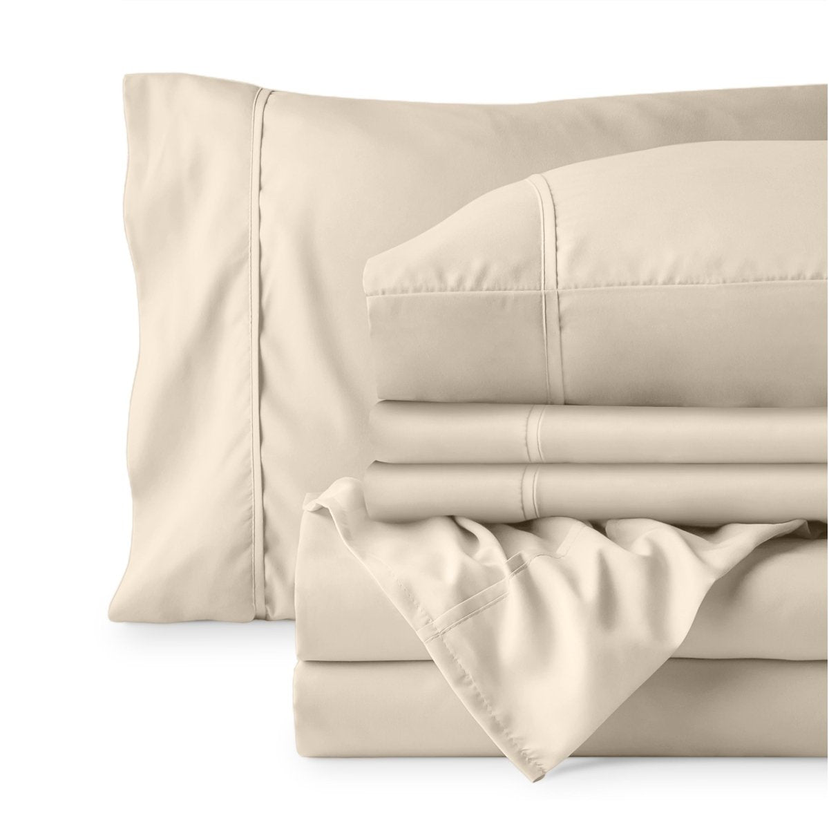 Sheet set folded on a white background