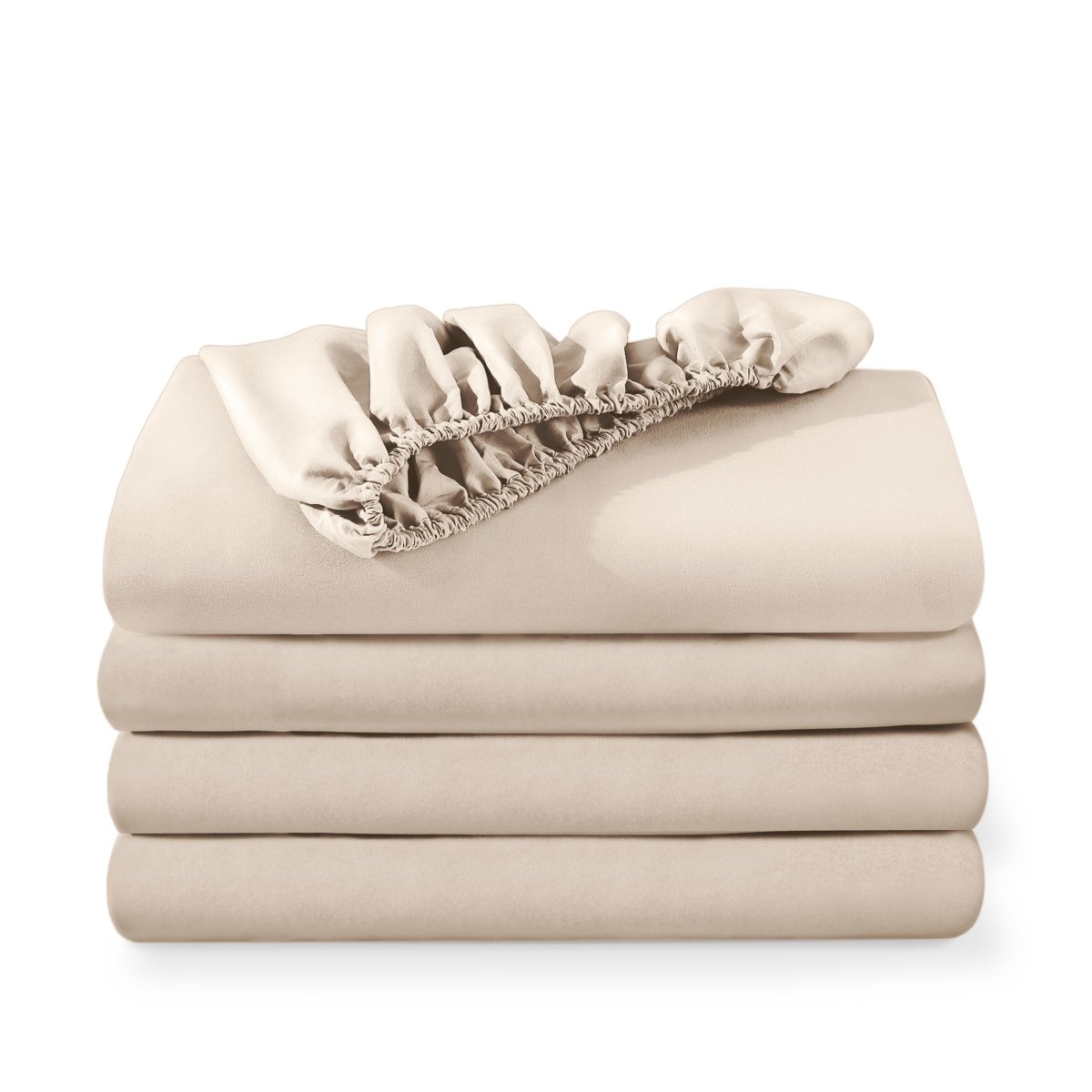 4 ultra soft fitted sheets folded and stacked