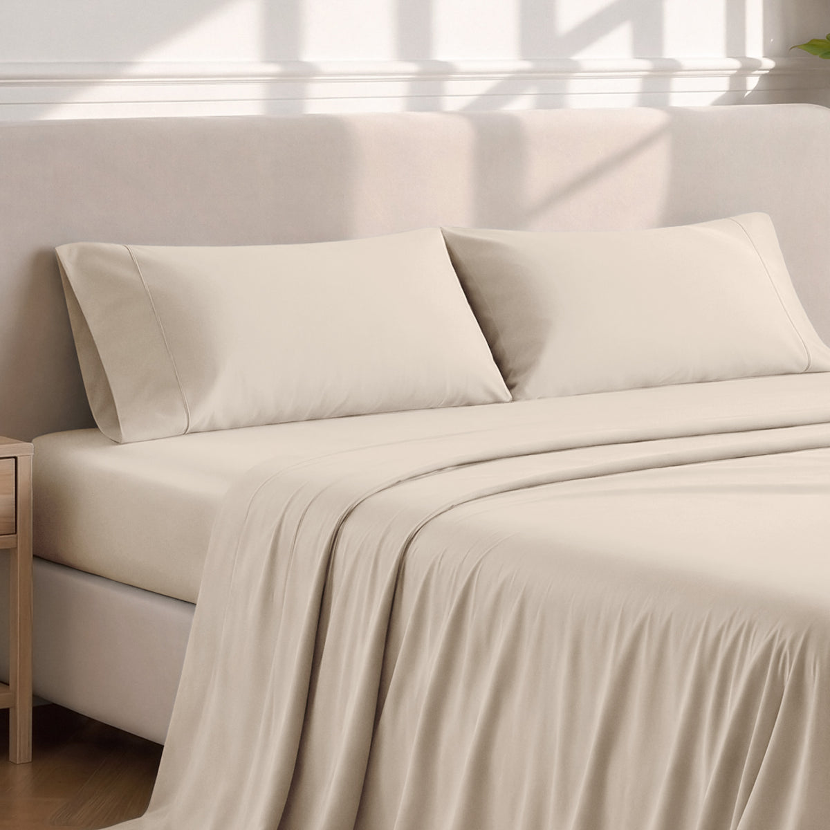 Matching sheets and pillowcases on a bed