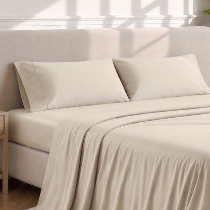 Matching sheets and pillowcases on a bed