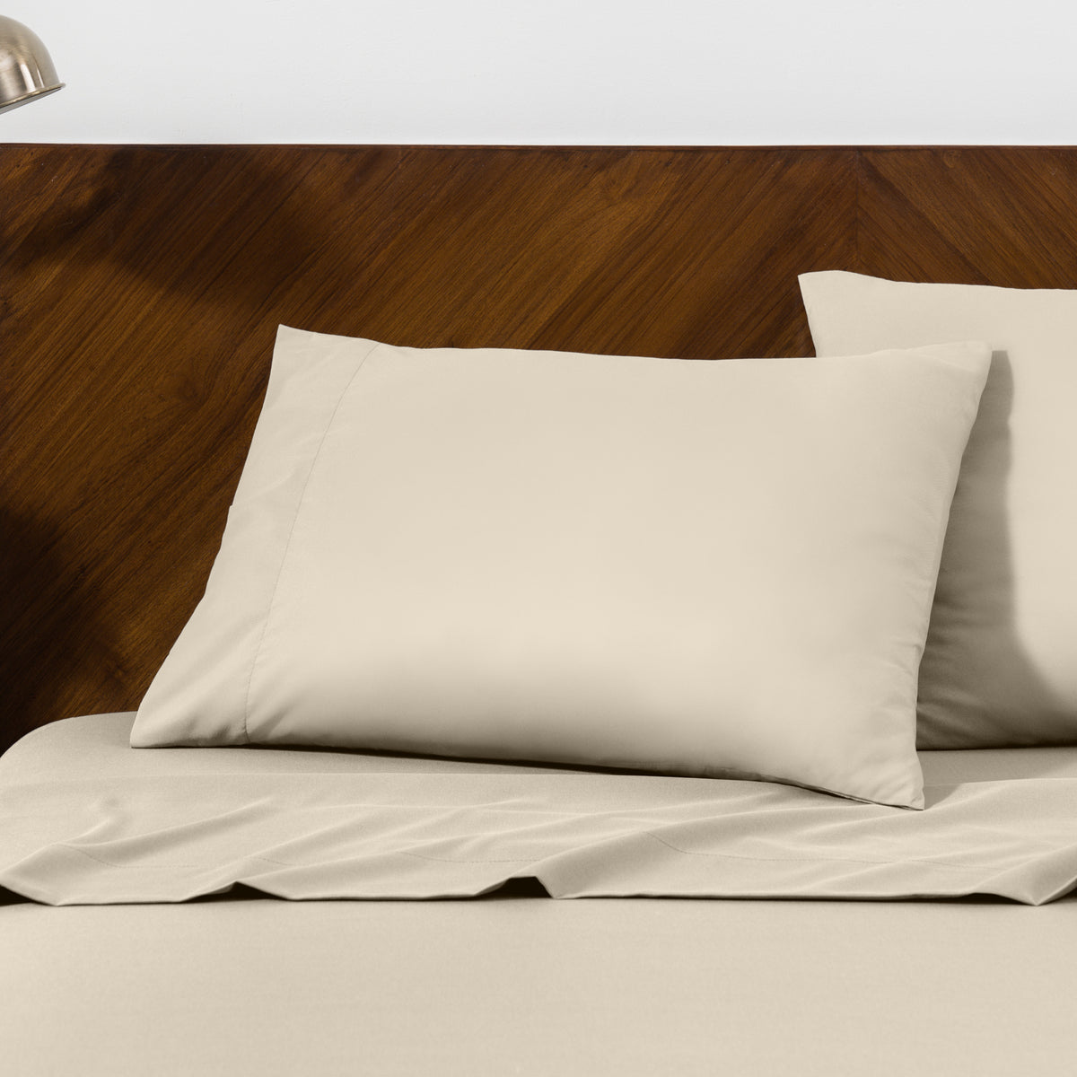 Close up of pillowcases on a bed