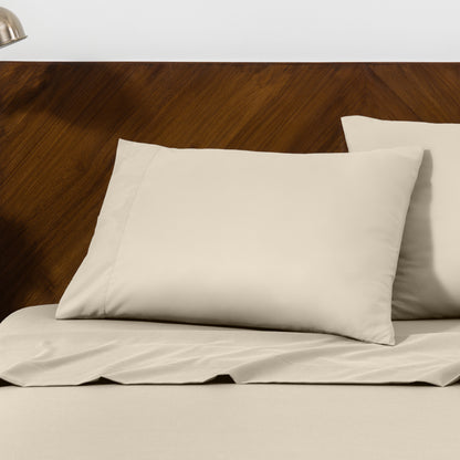 Close up of pillowcases on a bed