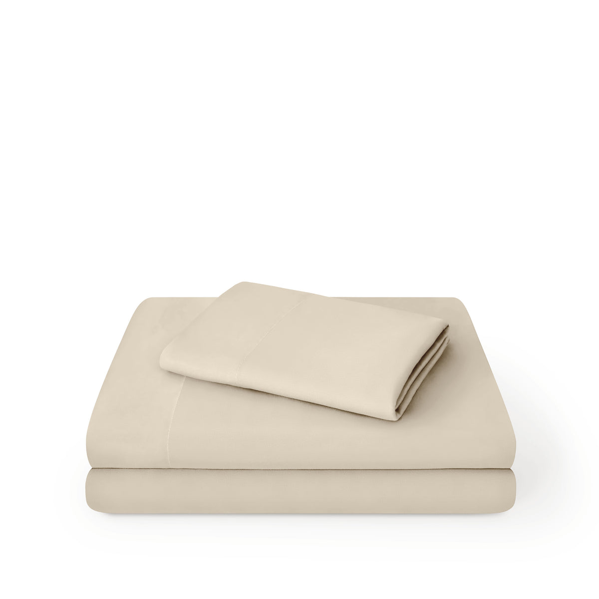 Microfiber sheet set folded and stacked on a white background