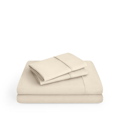 Microfiber sheet set folded and stacked