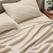Close up of ultra-soft sheets on a bed