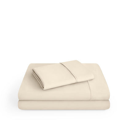 Microfiber sheet set folded and stacked