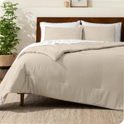 A comforter set on a bed