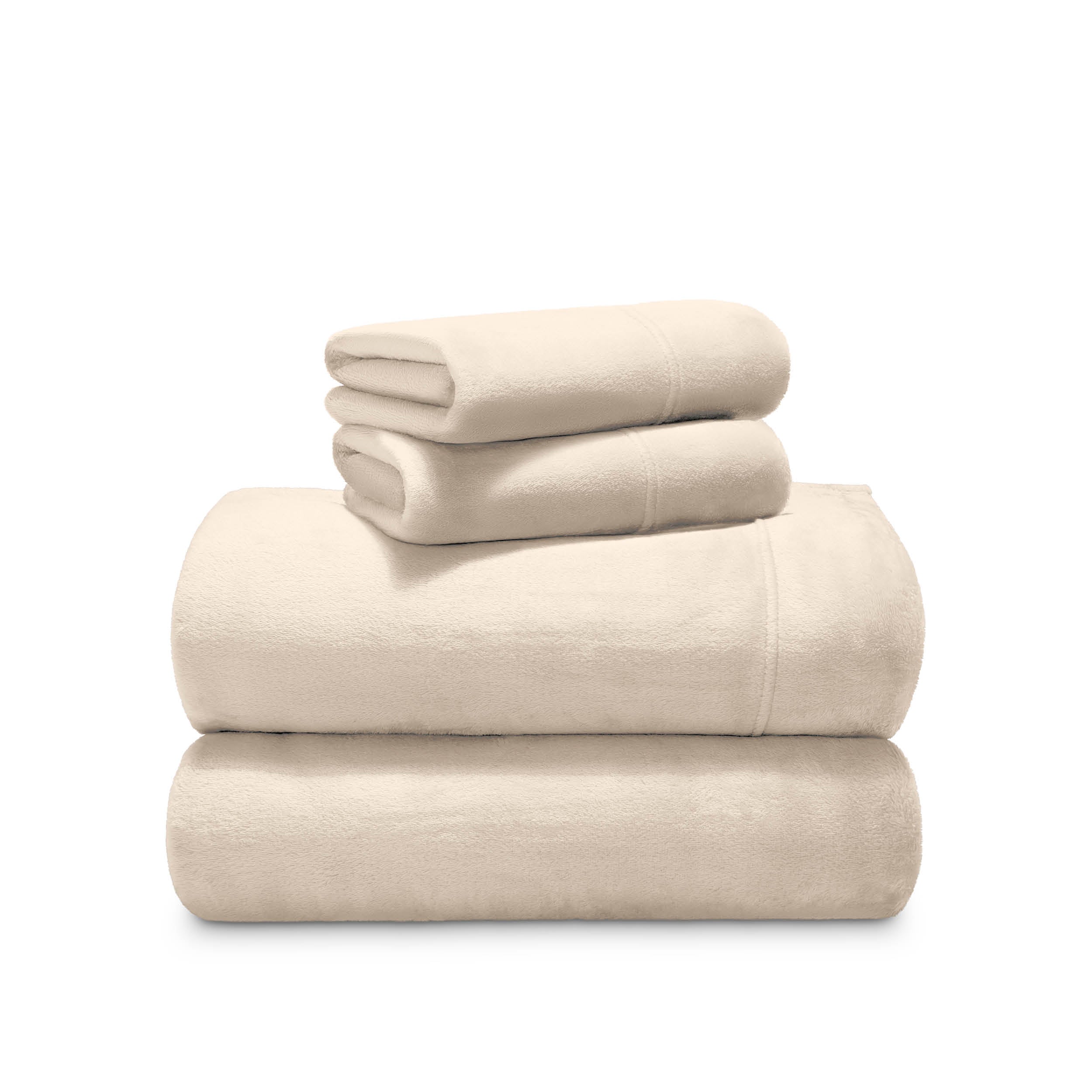 Stack of microplush sheets on a white background