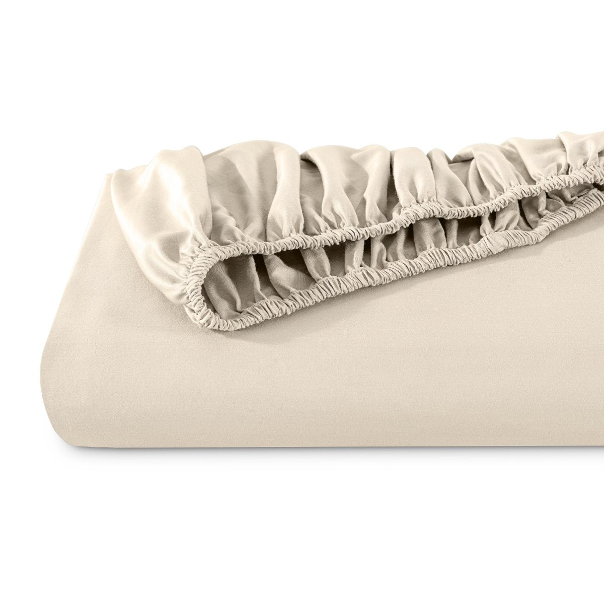 Organic sateen fitted sheet folded